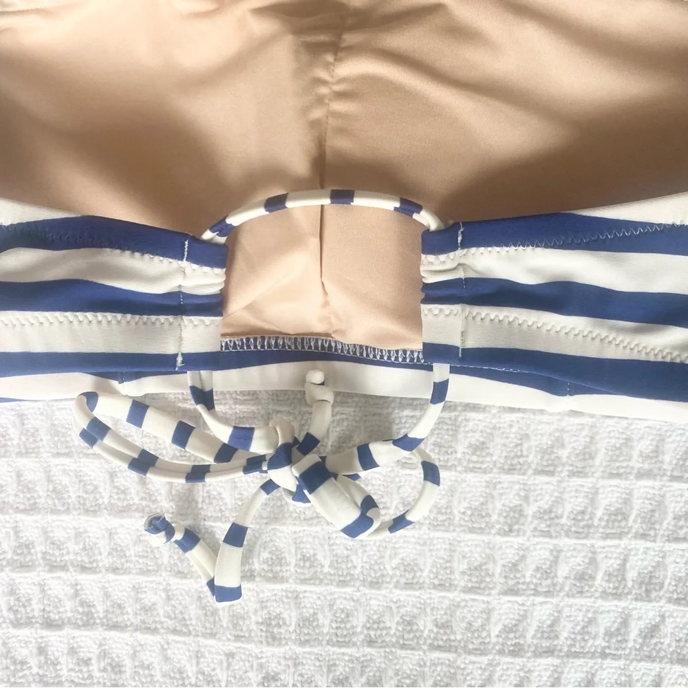 J. Crew navy and white Striped Halter Bikini Top size medium